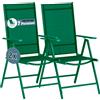 BAKAJI Set 2 Sedie Pieghevoli da Giardino Verde Sdraio da Esterno Tessuto Traspirante