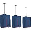 ENRICO COVERI Set 3 Valigie Morbide Trolley da Viaggio Blu e Rosso Bagaglio a Mano 50-55-60 cm
