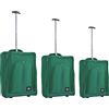 ENRICO COVERI Set 3 Valigie Morbide Trolley da Viaggio Verde Bagaglio a Mano 50-55-60 cm