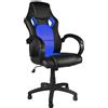 BAKAJI Sedia Poltrona Da Ufficio Direzionale Ruote Girevoli Sportiva Racer Gaming Blu