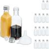 Relaxdays Set 16 Bottigliette in Vetro per Bomboniere, Bottiglie da 100 ml, Barattolini con Tappo, Trasparente Argentato
