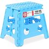 Relaxdays Sgabello Pieghevole, Sgabellino Antiscivolo con Un Gradino e Manico, Fino a 120 kg, 32,5 x 37 x 30 cm, Blu