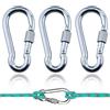 JRSHIRLEYLTD 3 moschettoni a vite grandi 304 M8, in acciaio inox con vite, moschettone con tappo a vite, per esterni, campeggio, escursioni