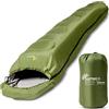 SUNMER Sacco a pelo leggero, 400 g/m², con cerniera di facile accesso, durevole e resistente all'acqua (poliestere 190T), cappuccio con coulisse, borsa per il trasporto inclusa, verde