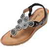 JOMIX Sandali Infradito Donna Eleganti Sandali Donna Estive Zeppa Comodi Sandali Gioiello con Tacco SD8214-1 (Nero, 40)
