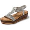 JOMIX Sandali Donna Estive Eleganti Sandali Donna Gioiello Tacco Zeppa Comodi Morbidi SD9105 Argento 39