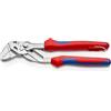 Knipex Pinza Chiave Pinza e Chiave in Un Unico Utensile Cromata, Rivestiti in Materiale Bicomponente, con Anello di Fissaggio Incorporato per Agganciare Una Protezione Anticaduta 180 Mm 86 05 180 T