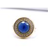 5.6 GM 925 Argento Sterling Blu Zaffiro & C.Z.Taglio Pietra Bicolore Mano Ring