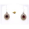 7.7 GM 925 Argento Sterling Naturale Granato & C.Z Beige Bicolore Orecchino Size