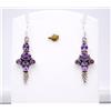 7.50 GM 925 Argento Sterling Naturale Ametista Taglio Gemma Fine Orecchino 5.1cm