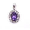 8 GM 925 Argento Sterling Ametista & C. Z. Gemma Bicolore Pendente Misura 3.2cm