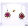 Orecchino Fine Due Toni In Argento Sterling 925 Con Rubino E Pietra C.Z Taglia 1