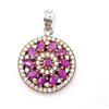 8.4 GM 925 Argento Sterling Rubino & C.Z.Pietra Fatto a Mano Bicolore Ciondolo