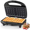 Snailar Piastra Waffle, Macchina per Waffle Elegante e Compatta 750W - Piastra per Waffle 2 Quadrati - Antiaderente, Facile da Pulire, Per Waffle Dorati e Croccanti