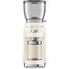 Smeg, Macinacaffè CGF01CREU, Livello di Macinatura Regolabile, 3 Step di Macinatura, Contenitore Caffè Macinato da 130g, 6 Funzioni per Caffè Americano, con Sistema Antistatico, 150W, Crema