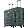 CELIMS - Set Valigie Verde Scuro | Valigie Bagaglio a Mano + Valigia Media | Trolley Bagaglio a Mano 55x40x20 cm + Trolley Medio | Valigia 20 kg