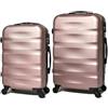 CELIMS - Set Valigie Oro Rosa | Valigie Bagaglio a Mano + Valigia Media | Trolley Bagaglio a Mano 55x40x20 cm + Trolley Medio | Valigia 20 kg