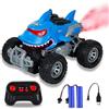 BORSTOYPRO Macchina Telecomandata per Bambino, Telecomandato Macchine Squali Monster Truck per le Ragazzi, RC Monstertruck Auto Car con Spray LED Light per i Ragazze Bambini