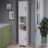 [en.casa] Mobile a Colonna a 2 Ante a 2 Scomparti Aperti per Cucina Dispensa Armadio Alto Stretto Multiuso per Bagno Ingresso con Ripiani 180 x 35 x 30 cm - Bianco