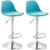 CLP Set 2 Sgabelli Design Kiel In Polipropilene E Similpelle I Coppia Sedie Bar Cucina Girevoli E Regolabili, Colore:blu, Colore del telaio:cromo