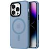 Mixroom - Cover Custodia Bumper Opaco per iPhone 12 Pro Max Compatibile con MagSafe Accessori Cerchio Magnetico Integrato Retro Semitrasparente Bordo Morbido in TPU Silicone Blu chiaro