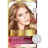 L'ORÉAL Set 3 EXCELLENCE 7,30 Biondo Dorato Chiaro Tinta E Colore Per Capelli