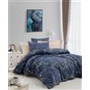Nuit Des Rêves Elegante set di copertine singole (155 x 200 cm), blu scuro e crema, 100% poliestere, stampa 3D in microfibra e cotone, chiusura lampo, lavabile in lavatrice