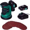 VONROC Levigatrice orbitale VPOWER 20V - Ø125mm. Include 2 batterie da 2.0Ah, caricabatterie, sacchetto raccolta polvere e 12 pezzi di carta abrasiva