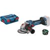 Bosch Professional BITURBO smerigliatrice angolare a batteria GWS 18V-15 SC (diametro mola 125 mm, con mod. Connectivity, velocità preimpostabili, batteria non incl., in valigetta L-BOXX 136)