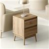 DEGHI Comodino 40x56h cm in legno effetto rovere naturale con 2 cassetti soft close - Nathur