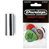 Jim Dunlop Dunlop© »220 CHROME STEEL SLIDE« Slide di metallo per chitarra - Medium Wall - Medium & PVP113 Electric Guitar Pick Variety Pack