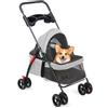 reukmuuc Passeggino per cani e gatti di piccola taglia, trasportino pieghevole con ruote anteriori girevoli a 360°, doppia fibbia anti-rilascio, tettoia regolabile a 180°, comoda rete, portabicchieri
