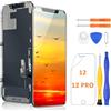 Yodoit Display per iPhone 12/12 Pro Schermo di Ricambio LCD 6.1 Pollici Touch Digitizer Vetro Compatibile A2172, A2402, A2403, A2404, A2341, A2406, A2407, A2408, con Kit di Strumenti di Riparazione