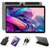 Dghrti Tablet Android da 10 pollici, 4GB RAM + 64GB ROM, WiFi, Bluetooth 5.0, GPS, 8000mAh, Doppia Fotocamera da 8MP + 5MP, HD Touch, Con Custodia - Grigio