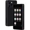 Hipipooo Mini Smartphone, Piccolo Telefono 4G Sbloccato, 2,95 Pollici, Doppia SIM, Batteria 1400mAh, Fotocamera da 2 MP+5 MP, Telefono per Bambini Android 9, Telefono di Backup 2 GB+16 GB（4G-Nero）