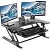 VIVO 36 inch, convertitore da scrivania regolabile in altezza, serie V, stazione di lavoro con doppio monitor da tavolo, con sedile rapido, nero, DESK-V000 V