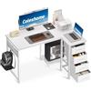 Coleshome Scrivania Angolare, Scrivania a L con 4 Cassetti, Scrivania per PC Reversibile per Ufficio/Camera da Letto (Bianco, 100x70cm)