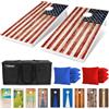 GoSports Set di Tavole da Cornhole in Legno da 1.2 X 0.6 m, Design Rustico con Bandiera Americana, Include 2 Tavole, 8 Pouf, Custodia per Il Trasporto e Regole del Gioco