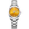 SHENGKE Orologi al quarzo minimalisti da donna con data bracciale in acciaio inossidabile e quadrante colorato alla moda (Argento-giallo)