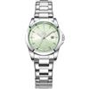 SHENGKE Orologi al quarzo minimalisti da donna con data bracciale in acciaio inossidabile e quadrante colorato alla moda (Argento-Verde)