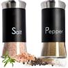 KADAX Saliera e Pepiera, 150 ml, set da 2 pezzi, Saliera in Vetro, Saliera in Acciaio Inossidabile, Pepiera con Coperchio Misto, Set Sale e Pepe, Spargispezie, Barattoli di Spezie (nero)
