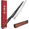 HEZHEN Coltello da Kiritsuke, Coltello da Cucina Stile Giapponese in Acciaio composito Coltello da Bunka,Manico Ottagonale in Redwood