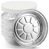 NEW LEADER Vassoi in alluminio con coperchio, confezione da 20 pezzi, 18 x 18 x 5 cm, contenitori rotondi usa e getta con coperchi extra forti, robusti contenitori riutilizzabili da asporto per la