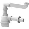 Schläfer 4395301 | Sifone Universale a Fiasco salvaspazio per Lavelli a 1 vasca 11/2 - Uscita Diam 40mm x L. 250 mm, Entrata da L. 130 mm, Scarico Lavandino ad un Bacino con Rosone, Bianco