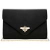 Kitise Pochette da donna alla moda con chiusura a forma di ape, in finta pelle scamosciata, borsetta da sera con cinturino a, Nero , Small