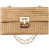 YOUSIS Pochette da donna in paglia intrecciata, pochette estiva, da spiaggia, per matrimoni, Albicocca, Taglia unica