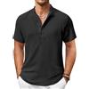 COOFANDY Camicia Uomo Henley Collo V Manica Corta Estate Spiaggia Vacanza Casual Leggera Traspirante Camicie Tropicale Azzurro S