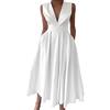 shownicer Vestiti Donna Elegante Senza Maniche Vestito Maxi Sexy Scollo a V Abito Maxi Lunga Vintage Vita Alta Abiti Estivi Casual Boho Stampa Floreale Vestito da Cerimonia Cocktail Festa D Bianco XXL