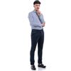 VEQUÈ Camicia Uomo a Righe Sartoriale Elegante 100% Cotone Made in Italy Camicie Slim a Righe Manica Lunga Stile Business Colletto Classico (IT, Testo, S, Regular, Regular, Blu)