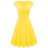 BOFETA Donne Midi Tinta Unita Wrap Abiti Eleganti Vintage Plissettato Vestito Giallo S